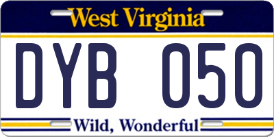 WV license plate DYB050