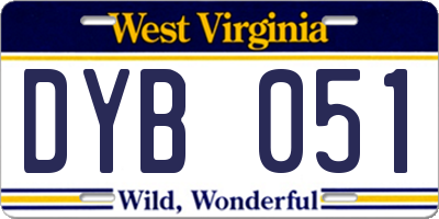 WV license plate DYB051