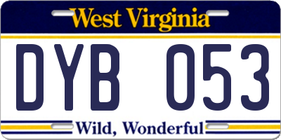 WV license plate DYB053