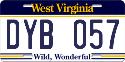 WV license plate DYB057