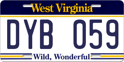 WV license plate DYB059