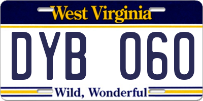 WV license plate DYB060