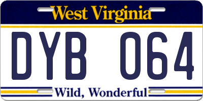 WV license plate DYB064