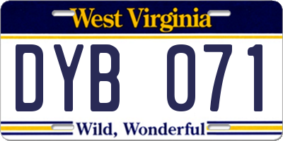 WV license plate DYB071