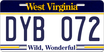 WV license plate DYB072