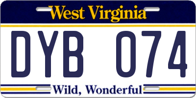 WV license plate DYB074