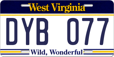 WV license plate DYB077