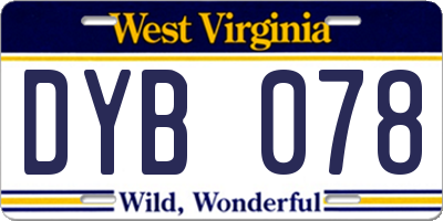 WV license plate DYB078