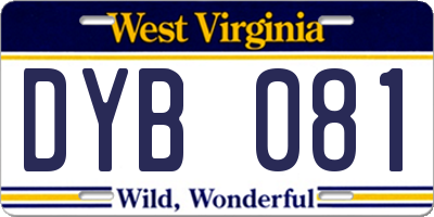WV license plate DYB081