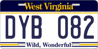 WV license plate DYB082