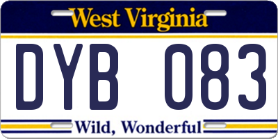 WV license plate DYB083