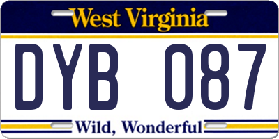 WV license plate DYB087