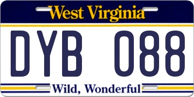 WV license plate DYB088