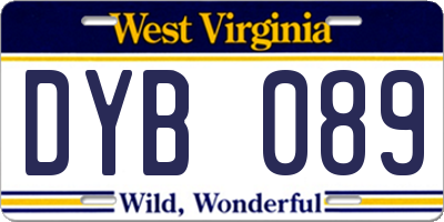 WV license plate DYB089