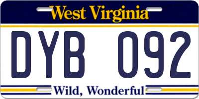 WV license plate DYB092