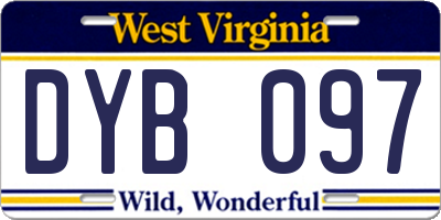WV license plate DYB097