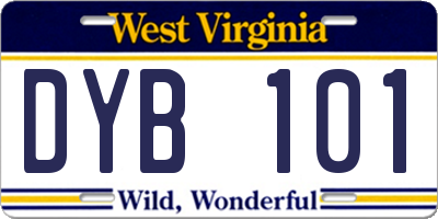 WV license plate DYB101