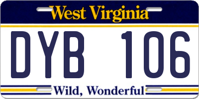 WV license plate DYB106