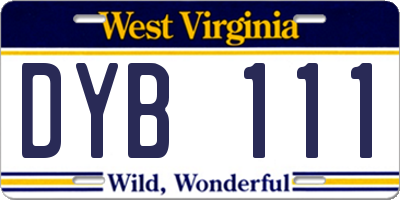 WV license plate DYB111
