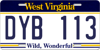 WV license plate DYB113