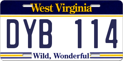 WV license plate DYB114