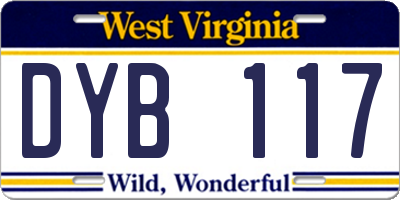 WV license plate DYB117