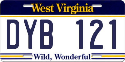 WV license plate DYB121