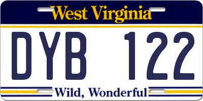 WV license plate DYB122