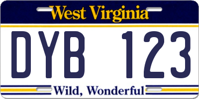WV license plate DYB123