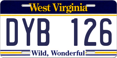 WV license plate DYB126