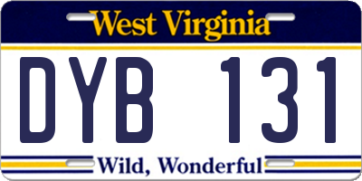 WV license plate DYB131