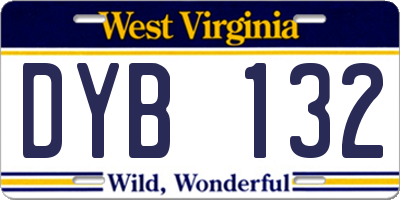 WV license plate DYB132