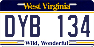 WV license plate DYB134