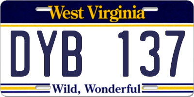WV license plate DYB137