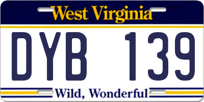 WV license plate DYB139