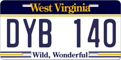 WV license plate DYB140