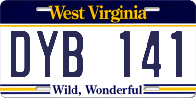 WV license plate DYB141