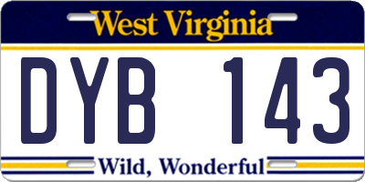 WV license plate DYB143
