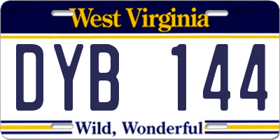 WV license plate DYB144