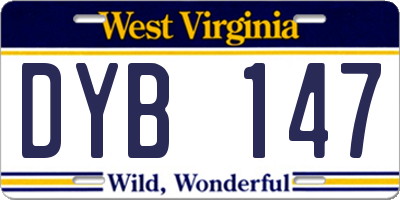 WV license plate DYB147