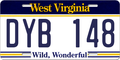 WV license plate DYB148