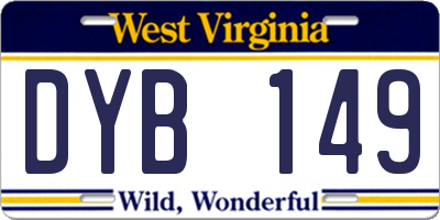 WV license plate DYB149