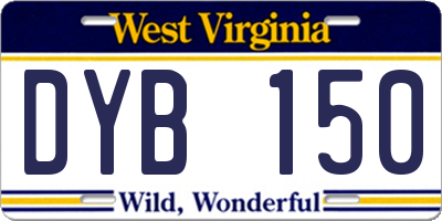 WV license plate DYB150