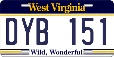 WV license plate DYB151