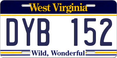 WV license plate DYB152