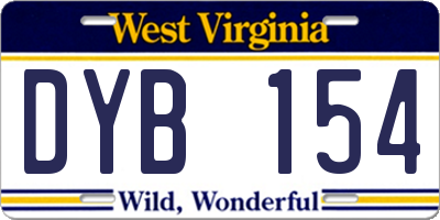 WV license plate DYB154