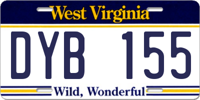 WV license plate DYB155