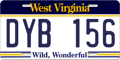 WV license plate DYB156