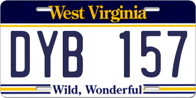 WV license plate DYB157