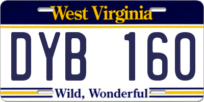 WV license plate DYB160